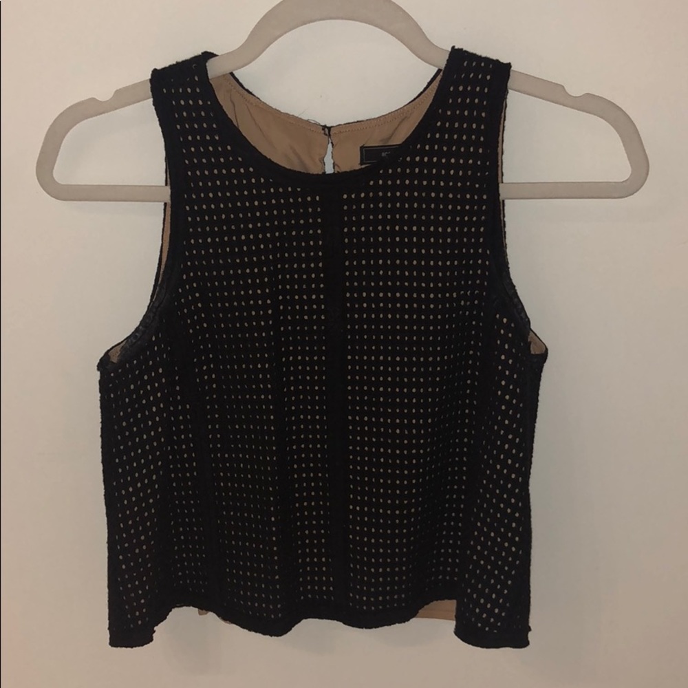 Cropped Tan and Black See-Through BCBG Top